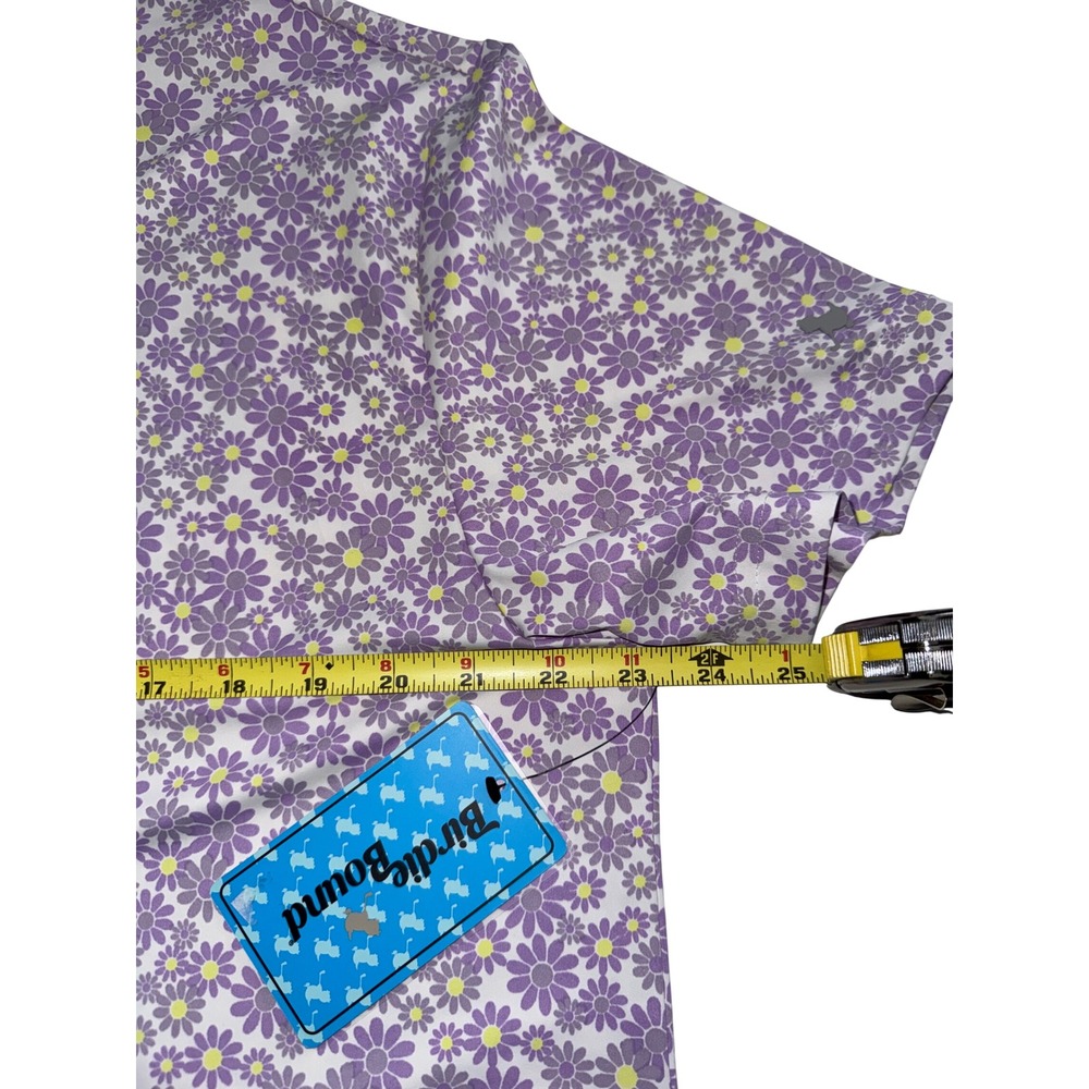 NEW Birdie Bound Mens Large Purple Daisy Floral Golf Polo Shirt UV Stretch NWT - Picture 5 of 8